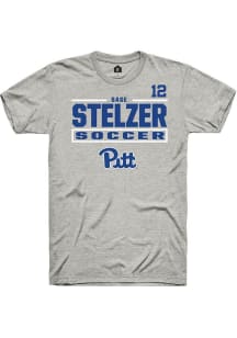 Sage Stelzer Rally Mens Ash Pitt Panthers NIL Stacked Box Player T Shirt
