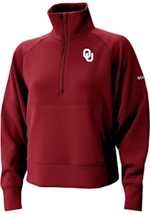 Columbia Oklahoma Sooners Womens Crimson Heat Seal Wickham Hills Qtr Zip Pullover