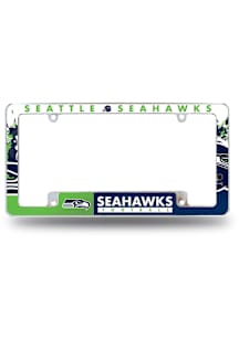 Seattle Seahawks Primary All Over Chrome License Plate Frame - White