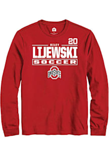Riley Lijewski Ohio State Buckeyes Red NIL Stacked Box Long Sleeve Player T Shirt