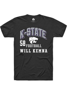 Will Kemna Rally Mens Black K-State Wildcats NIL Arch Logo Player T Shirt