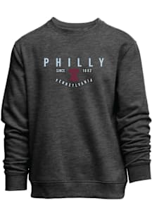 Philadelphia Mens Charcoal Embroidery Long Sleeve Crew Sweatshirt