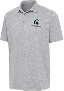 Antigua Michigan State Spartans Mens Grey Par 3 Cross Country Short Sleeve Polo