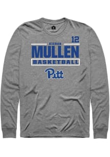 Kieran Mullen Mens Graphite Pitt Panthers NIL Stacked Box Long Sleeve Player T Shirt