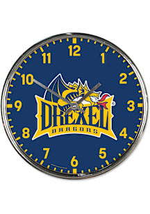 Blue Drexel Dragons Chrome Wall Clock