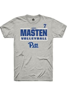 Izzy Masten Rally Mens Ash Pitt Panthers NIL Stacked Box Player T Shirt
