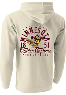 Minnesota Golden Gophers Mens Oatmeal Mascot Overlay Long Sleeve Hoodie