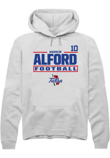 Andrew Alford Rally Mens White Tulsa Golden Hurricane NIL Stacked Box Player Hood