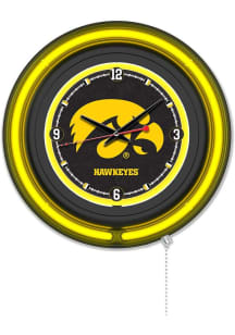 Black Iowa Hawkeyes Double Neon Wall Clock