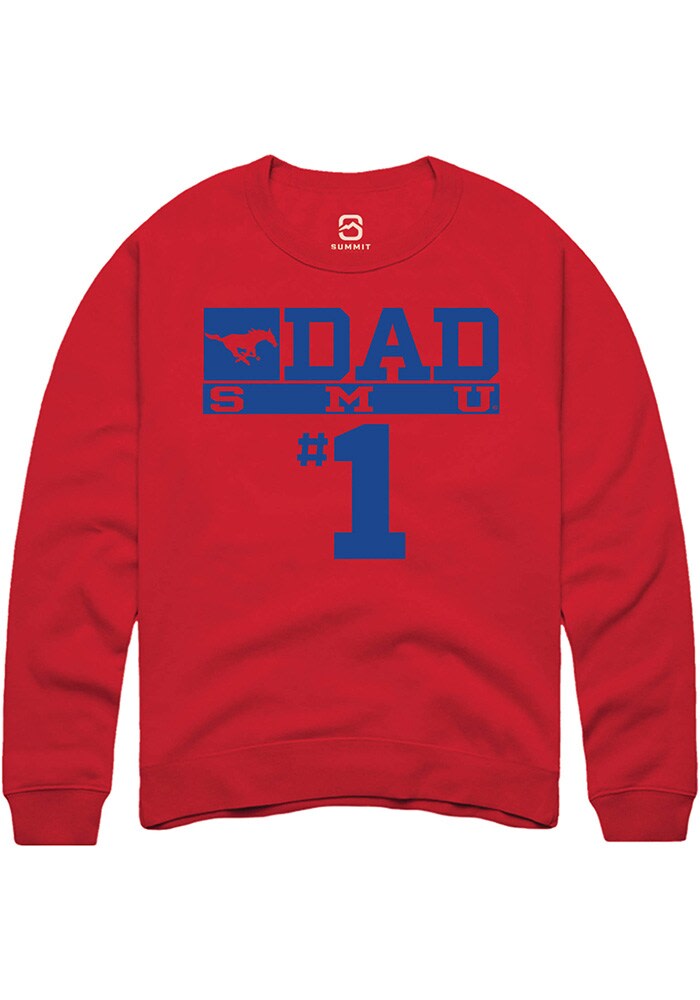 Summit Sportswear SMU Mustangs Mens Red No 1 Dad Crew