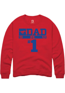 Summit Sportswear SMU Mustangs Mens Red No 1 Dad Long Sleeve Crew Sweatshirt