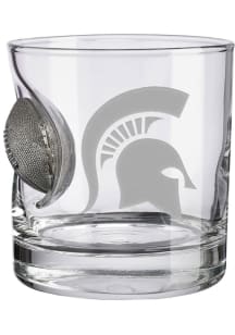 Michigan State Spartans Logo with Football Rock Glass