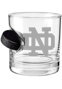 Notre Dame Fighting Irish Logo with Hockey Puck Rock Glass
