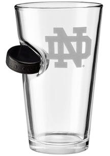 Notre Dame Fighting Irish Logo with Hockey Puck Pint Glass