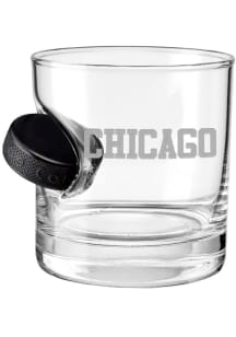 Chicago City with Hockey Puck Rock Glass