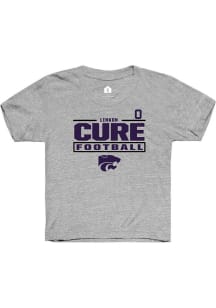 Linkon Cure Youth Grey K-State Wildcats NIL Stacked Box Short Sleeve Player T-Shirt