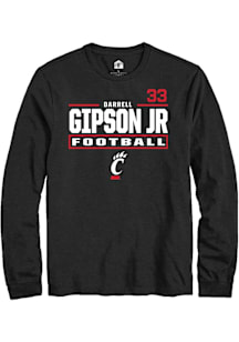 Darrell Gipson Jr Cincinnati Bearcats Black Football NIL Stacked Box Long Sleeve Player T Shirt