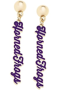 TCU Horned Frogs Enamel Script Womens Earrings