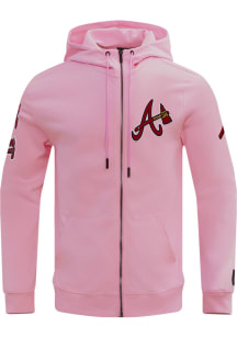 Pro Standard Atlanta Braves Mens Pink Chenille Long Sleeve Zip Fashion
