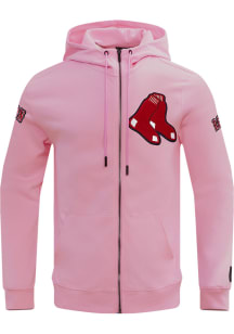 Pro Standard Boston Red Sox Mens Pink Chenille Long Sleeve Zip Fashion