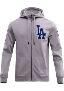 Pro Standard Los Angeles Dodgers Mens Grey Chenille Long Sleeve Zip Fashion