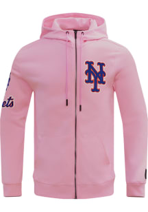 Pro Standard New York Mets Mens Pink Chenille Long Sleeve Zip Fashion