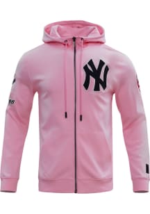 Pro Standard New York Yankees Mens Pink Chenille Long Sleeve Zip Fashion