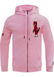 Pro Standard St Louis Cardinals Mens Pink Chenille Long Sleeve Zip Fashion