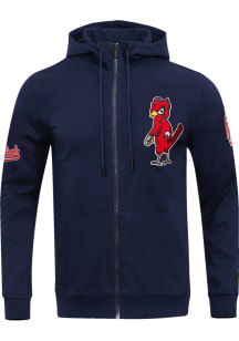 Pro Standard St Louis Cardinals Mens Navy Blue Chenille Long Sleeve Zip Fashion