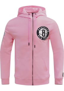 Pro Standard Brooklyn Nets Mens Pink Chenille Long Sleeve Zip Fashion