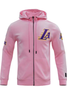 Pro Standard Los Angeles Lakers Mens Pink Chenille Long Sleeve Zip Fashion
