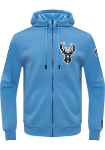 Pro Standard Milwaukee Bucks Mens Blue Chenille Long Sleeve Zip Fashion