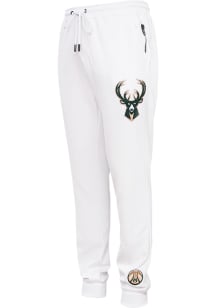 Pro Standard Milwaukee Bucks Mens White Chenille Fashion Sweatpants
