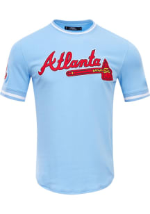 Pro Standard Atlanta Braves Blue Chenille Striped Short Sleeve Fashion T Shirt
