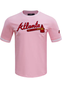 Pro Standard Atlanta Braves Pink Chenille Short Sleeve Fashion T Shirt