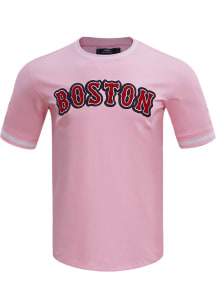 Pro Standard Boston Red Sox Pink Chenille Striped Short Sleeve Fashion T Shirt
