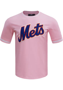 Pro Standard New York Mets Pink Chenille Striped Short Sleeve Fashion T Shirt