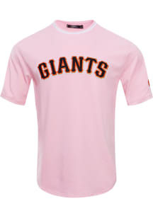 Pro Standard San Francisco Giants Pink Chenille Striped Short Sleeve Fashion T Shirt