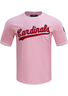 Pro Standard St Louis Cardinals Pink Chenille Striped Short Sleeve Fashion T Shirt