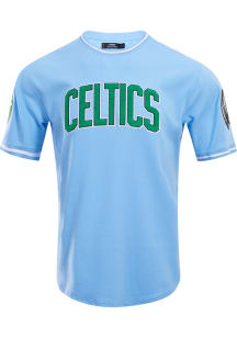 Pro Standard Boston Celtics Blue Chenille Striped Short Sleeve Fashion T Shirt