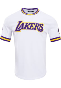 Pro Standard Los Angeles Lakers White Chenille Striped Short Sleeve Fashion T Shirt