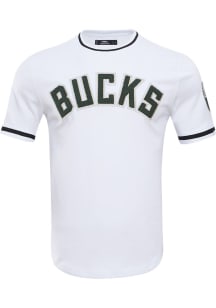 Pro Standard Milwaukee Bucks White Chenille Short Sleeve Fashion T Shirt
