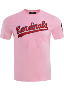 Pro Standard St Louis Cardinals Pink Chenille Short Sleeve Fashion T Shirt