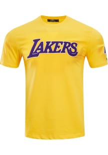 Pro Standard Los Angeles Lakers Yellow Chenille Short Sleeve Fashion T Shirt