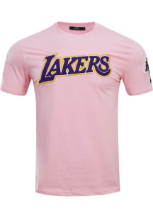 Pro Standard Los Angeles Lakers Pink Chenille Short Sleeve Fashion T Shirt