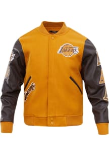 Pro Standard Los Angeles Lakers Mens Brown Wool Varsity Heavyweight Jacket