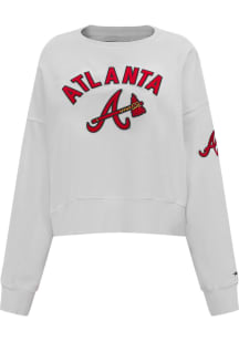 Pro Standard Atlanta Braves Womens White Classic Crew Sweatshirt