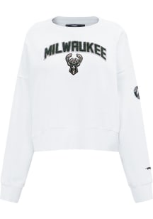 Pro Standard Milwaukee Bucks Womens White Classic Crew Sweatshirt