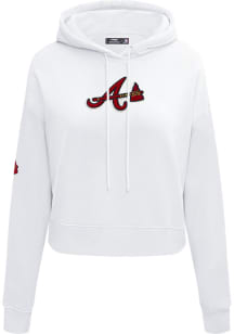 Pro Standard Atlanta Braves Womens White Classic Cropped Hooded Sweatshirt