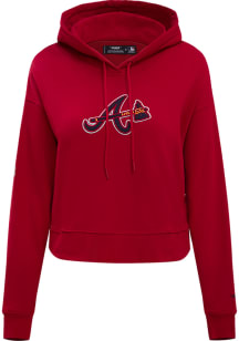 Pro Standard Atlanta Braves Womens Red Classic Cropped Hooded Sweatshirt